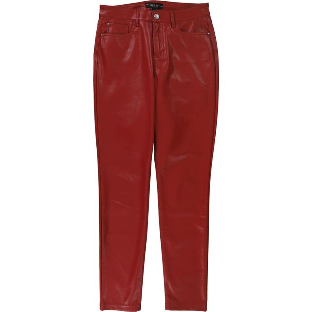 GUESS Womens Faux-Leather Straight Leg Relaxed Chino Casual Pants, NWT